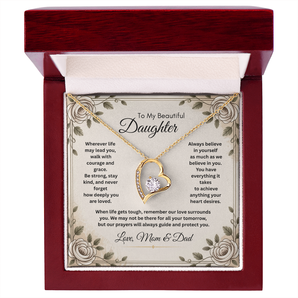 To My Beautiful Daughter Necklace from Mom and Dad – Faith & Motivational Heart Pendant