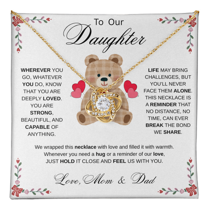 To Our Daughter Necklace from Mom & Dad - Aesthetic Brown