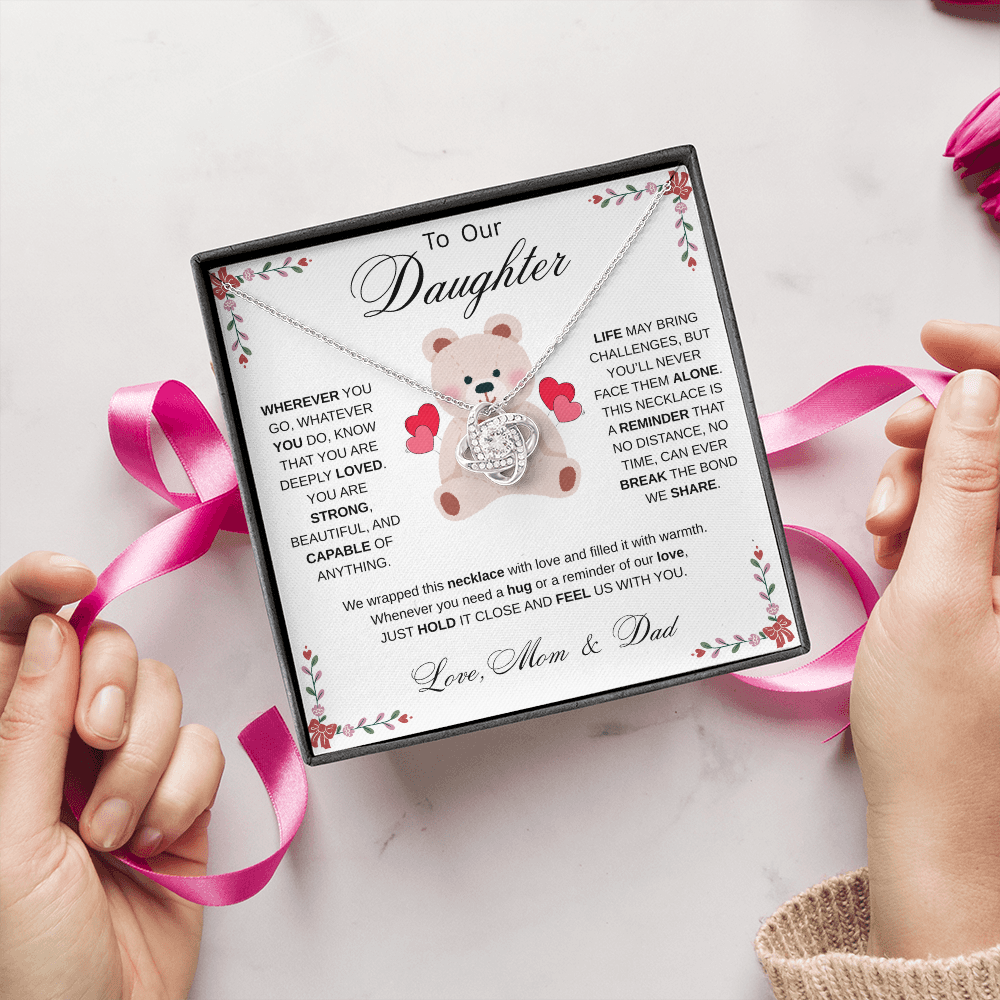 To My Daughter Necklace from Mom & Dad - Aesthetic Pink