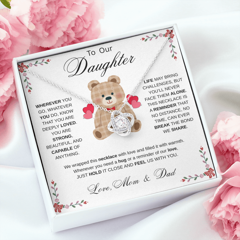 To Our Daughter Necklace from Mom & Dad - Aesthetic Brown
