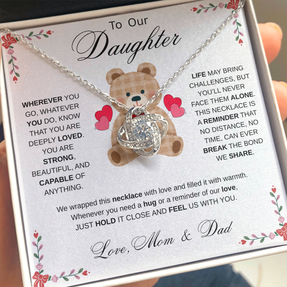 To Our Daughter Necklace from Mom & Dad - Aesthetic Brown