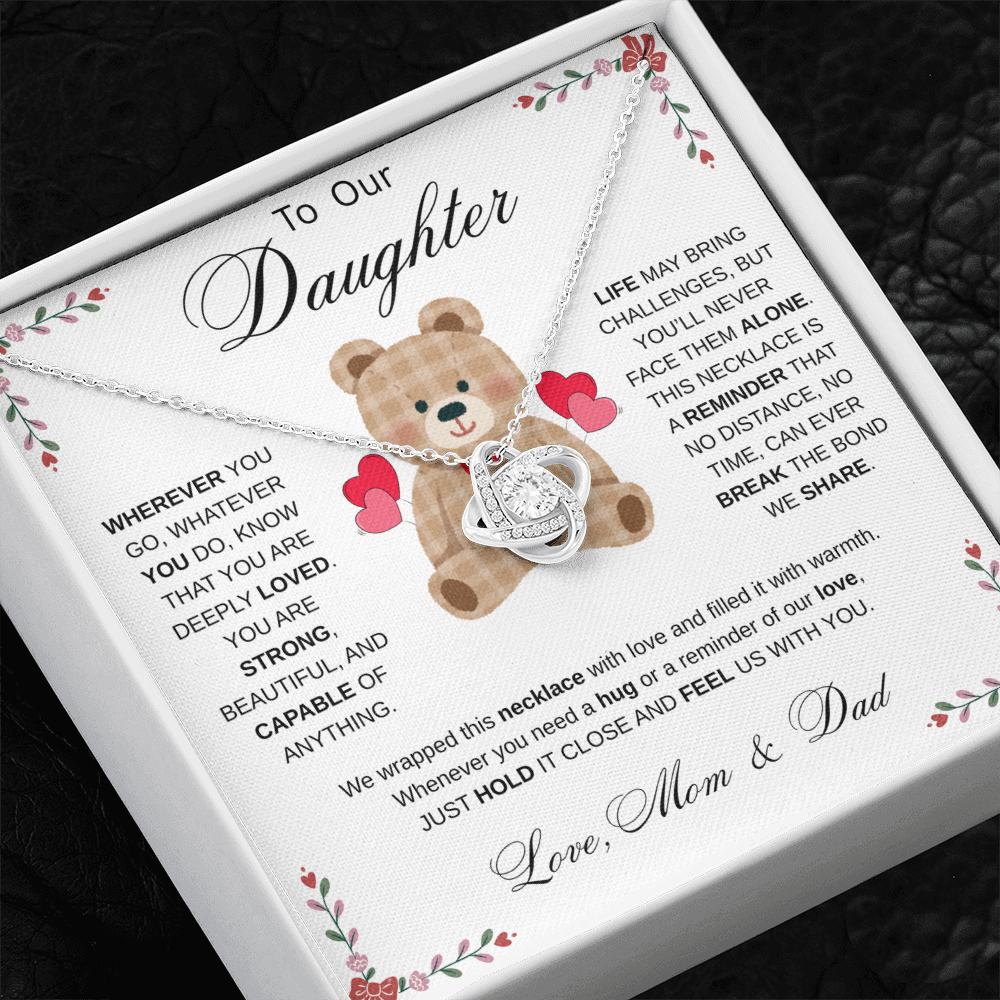 To Our Daughter Necklace from Mom & Dad - Aesthetic Brown