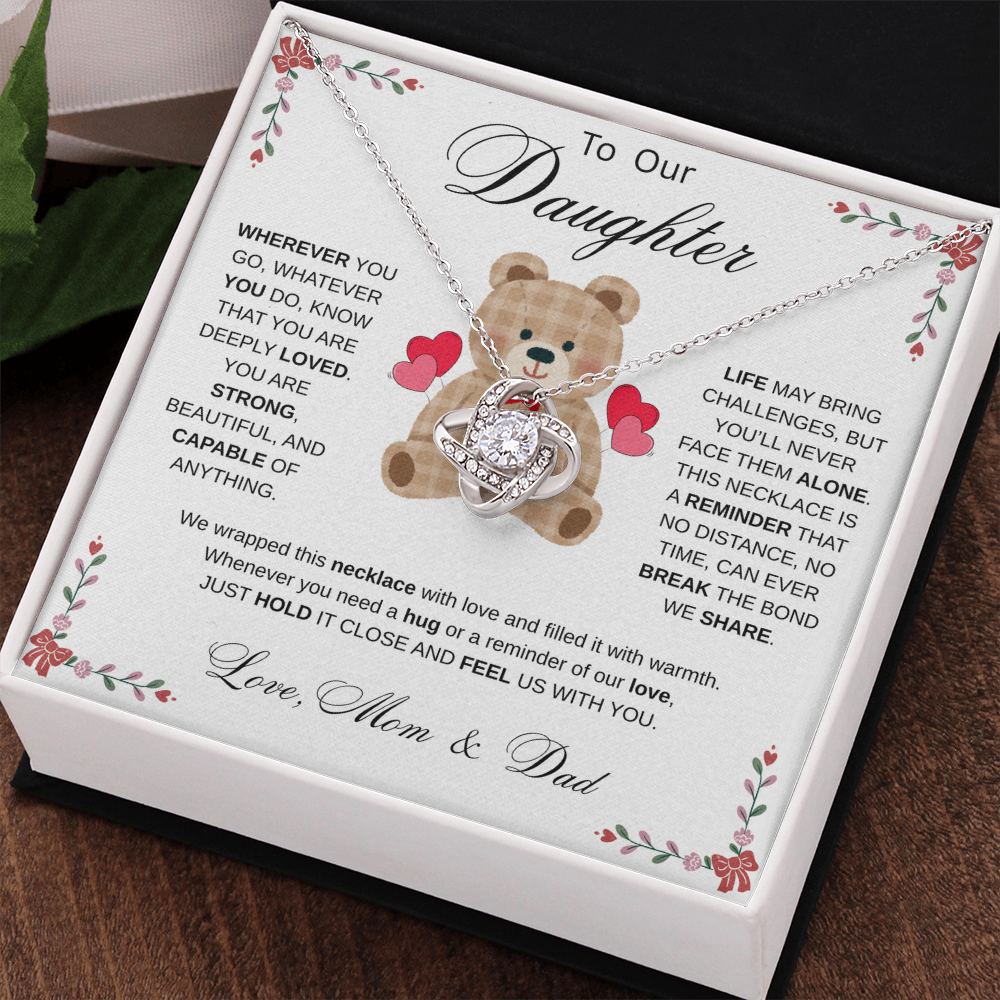 To Our Daughter Necklace from Mom & Dad - Aesthetic Brown