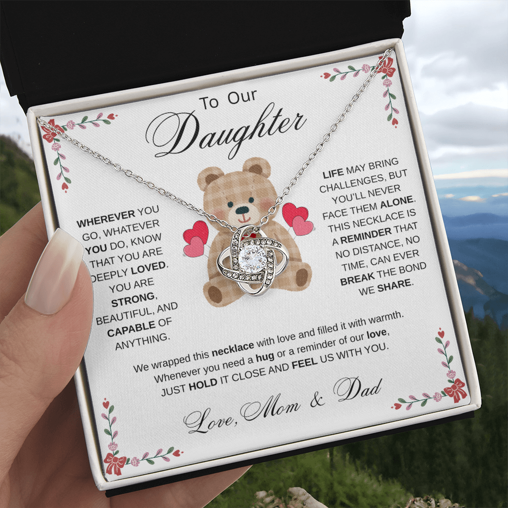 To Our Daughter Necklace from Mom & Dad - Aesthetic Brown
