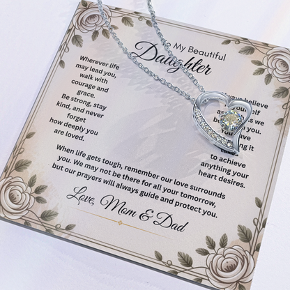 To My Beautiful Daughter Necklace from Mom and Dad – Faith & Motivational Heart Pendant