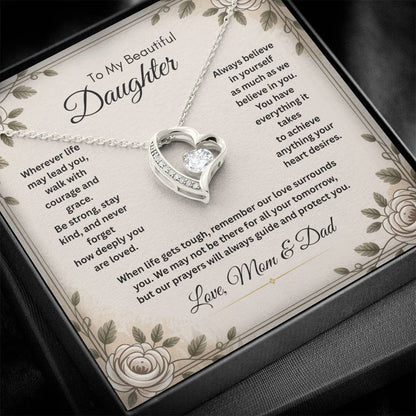To My Beautiful Daughter Necklace from Mom and Dad – Faith & Motivational Heart Pendant