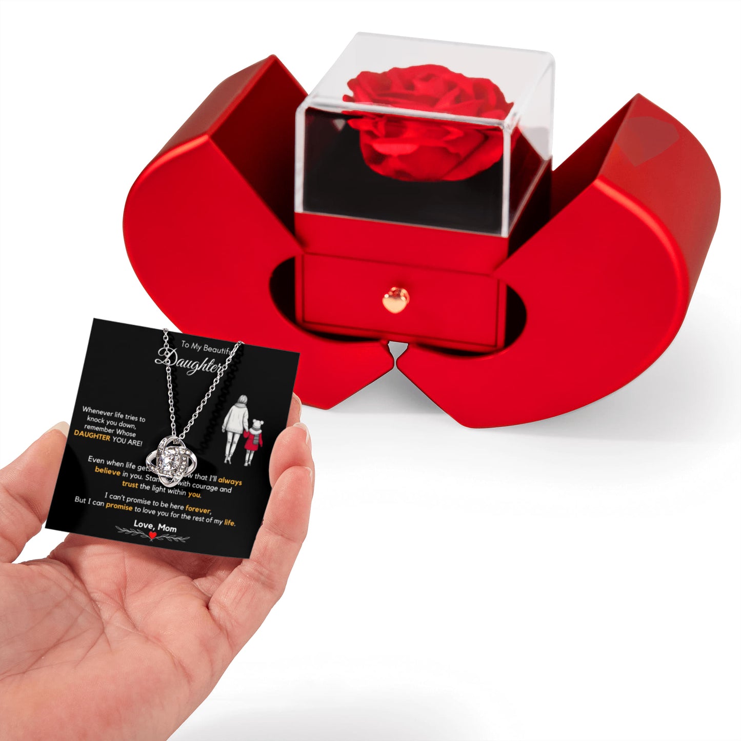 Birthday Gift for Daughter Necklace from Mom & Dad with Rose Gift Box