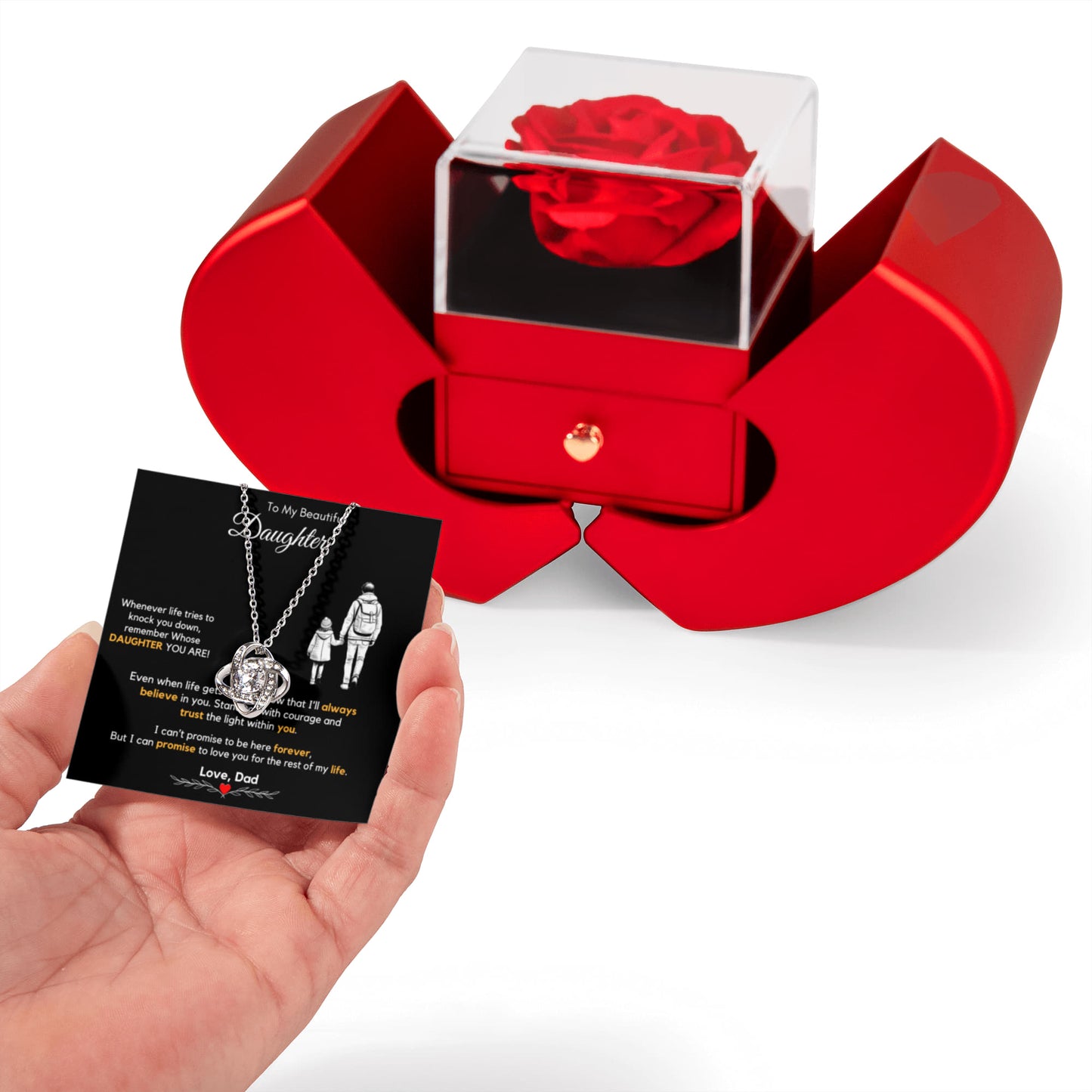 To My Daughter from Dad Necklace with Rose Gift Box