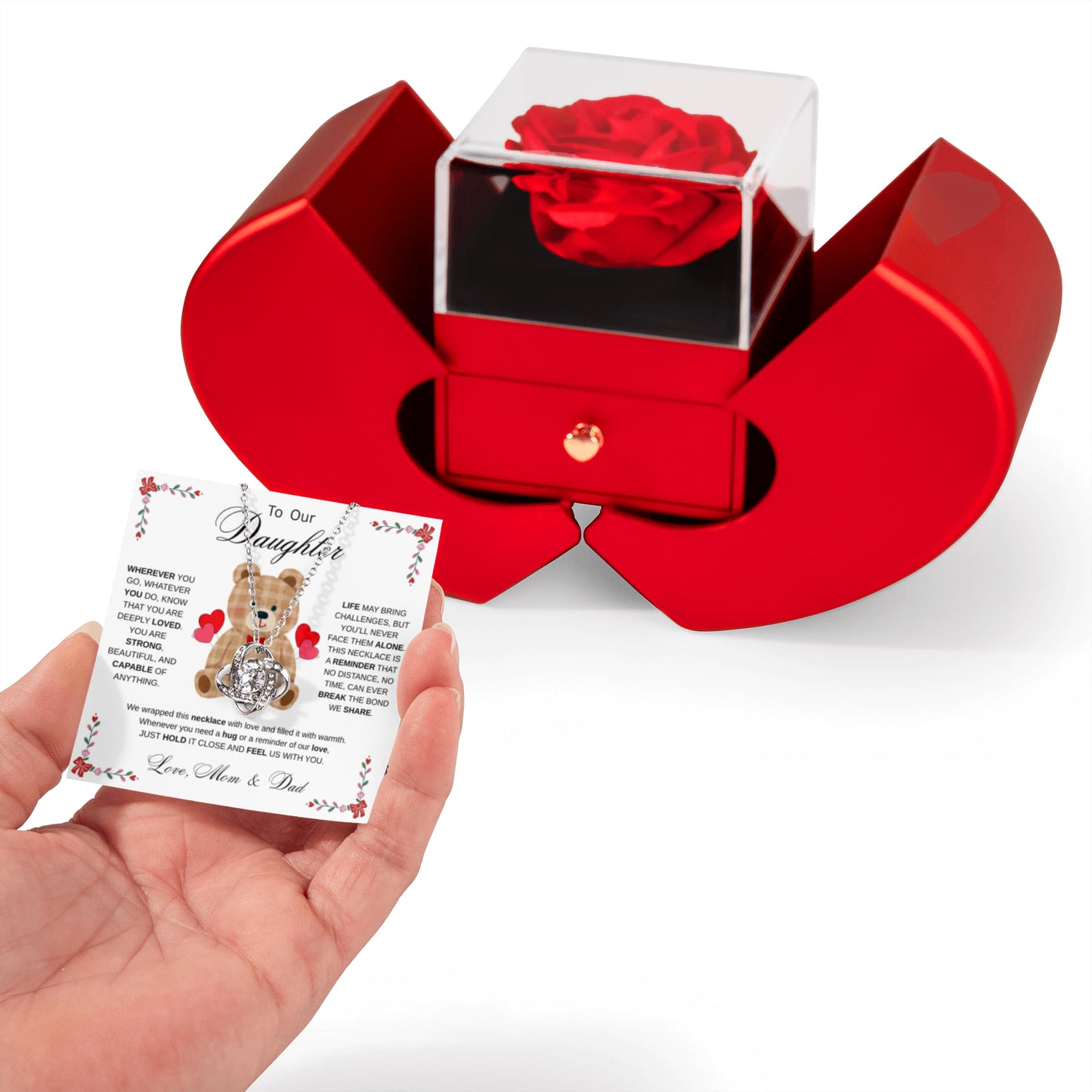 To Our Daughter Necklace from Mom & Dad - Aesthetic Brown with Luxury Box