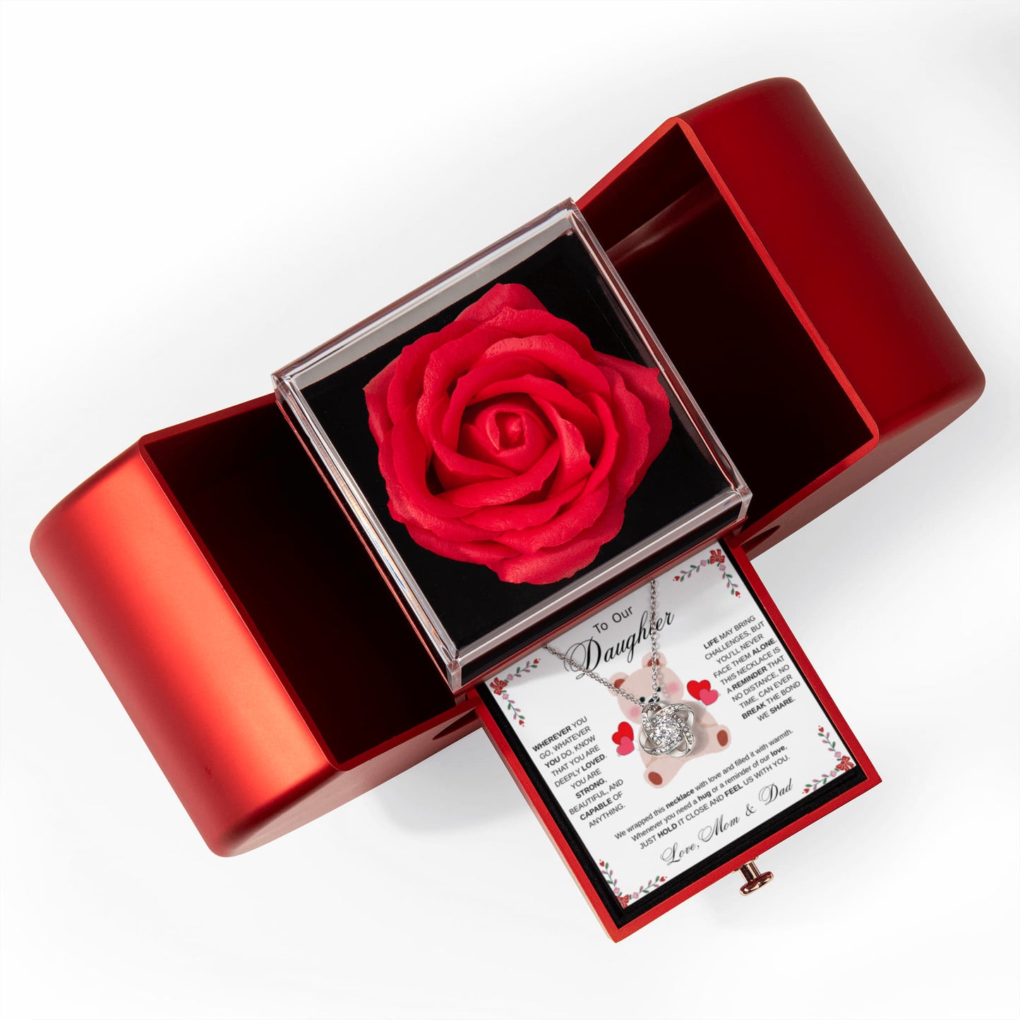 To Our Daughter Necklace from Mom & Dad - Aesthetic Pink with Luxury Box