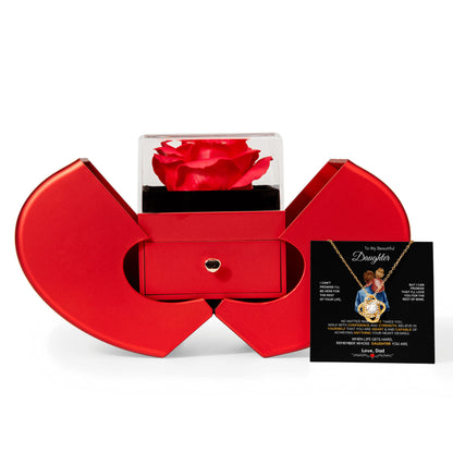 Father Daughter Necklace with Heartfelt Message & Elegant Rose Gift Box