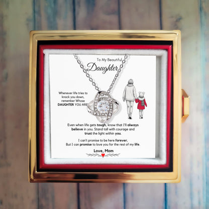 To My Beautiful Daughter Necklace from Mom with Rotating Gift Box