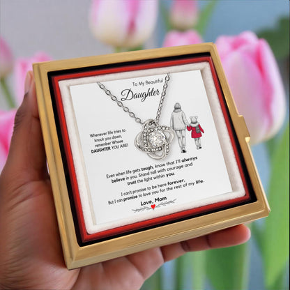 To My Beautiful Daughter Necklace from Mom with Rotating Gift Box