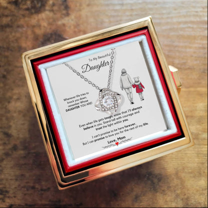To My Beautiful Daughter Necklace from Mom with Rotating Gift Box
