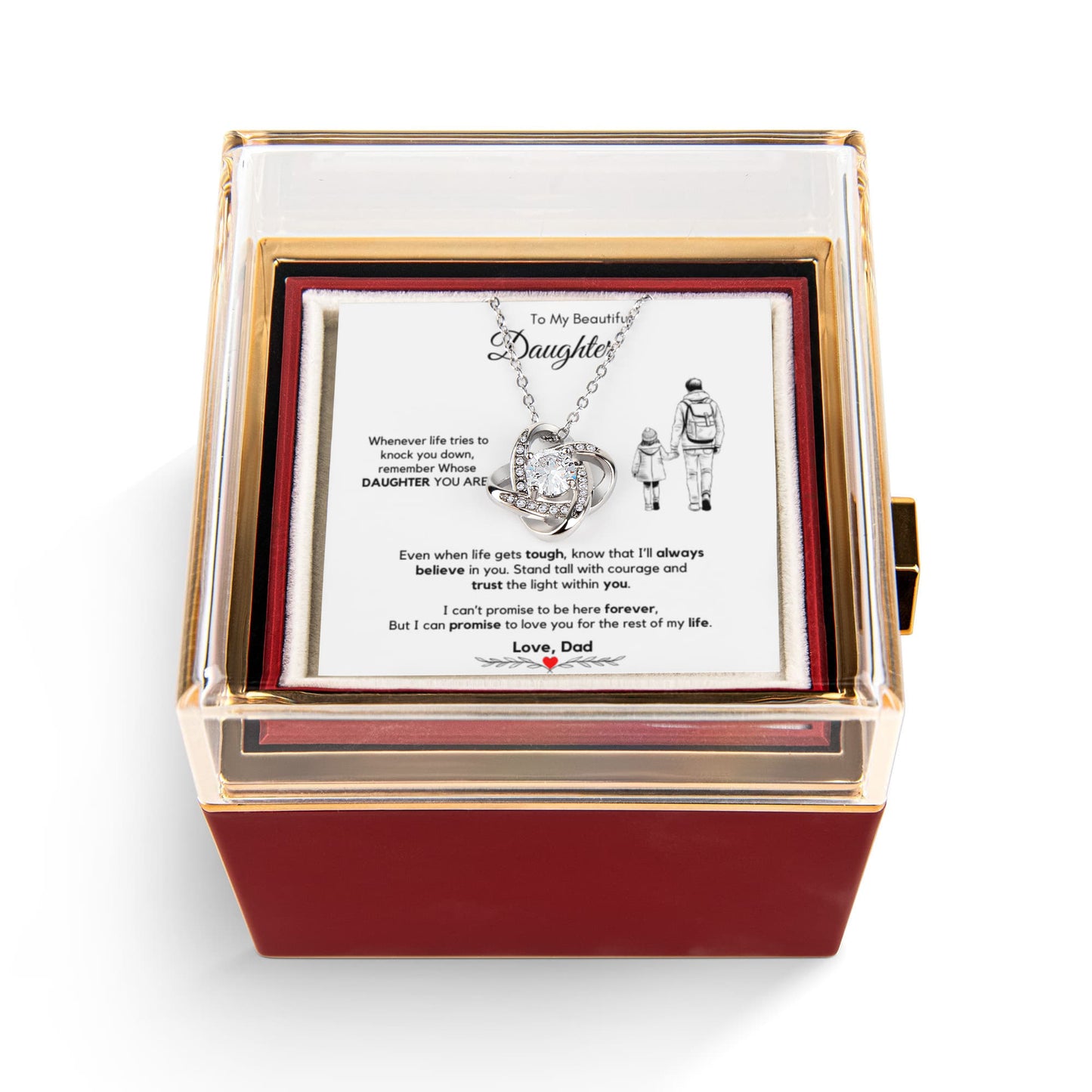 To My Beautiful Daughter Necklace from Dad with Rotating Gift Box