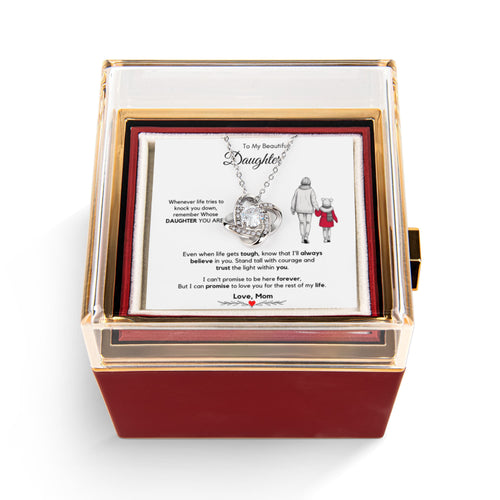 To My Beautiful Daughter Necklace from Mom with Rotating Gift Box