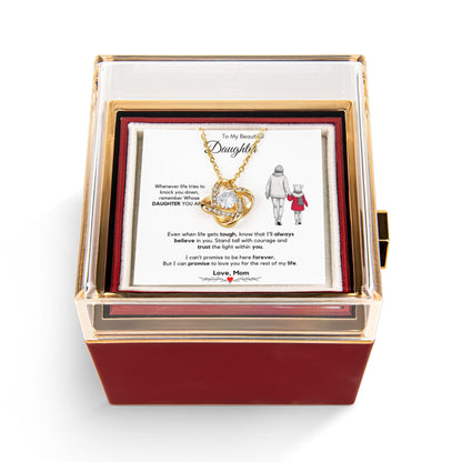 To My Beautiful Daughter Necklace from Mom with Rotating Gift Box